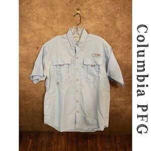 Columbia PFG~Men’s fishing shirt~Bahama II short sleeve~Light blue~size L~ EUC